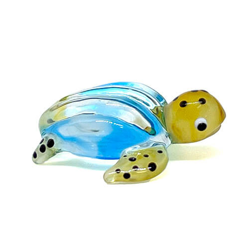 120158 ガラス細工 【ウミガメ 小 (ライトブルー)】｜動物・恐竜